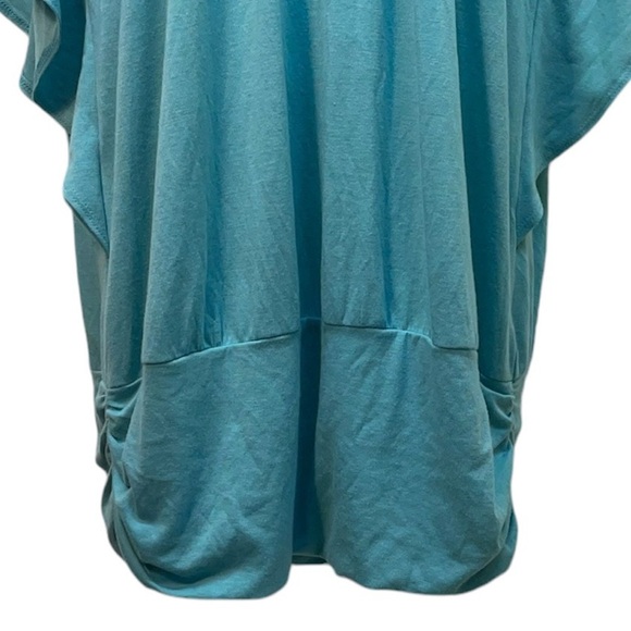 Maurices Boho Aqua/Teal Drape Top with Embroidery Around V Neck Size Plus 0 - Picture 8 of 12